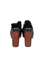 Current Boutique-Veronica Beard - Black Leather Studded Trim Clogs Sz 8.5