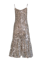 Current Boutique-Veronica Beard - Silver Sequin Sleeveless Slip Dress Sz 2