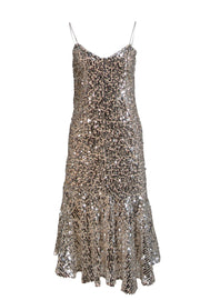 Current Boutique-Veronica Beard - Silver Sequin Sleeveless Slip Dress Sz 2