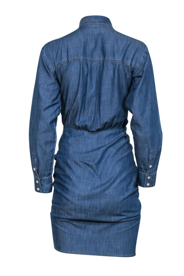 Current Boutique-Veronica Beard - Blue Chambray Denim Button Front Tie Front Dress Sz 0