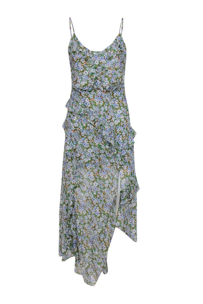 Current Boutique-Veronica Beard - Green Floral Silk Sleeveless Maxi Dress Sz 4