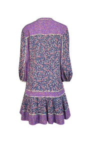Veronica Beard - Navy, Purple, & Green Floral Print Mini Dress Sz 6 - Current Boutique