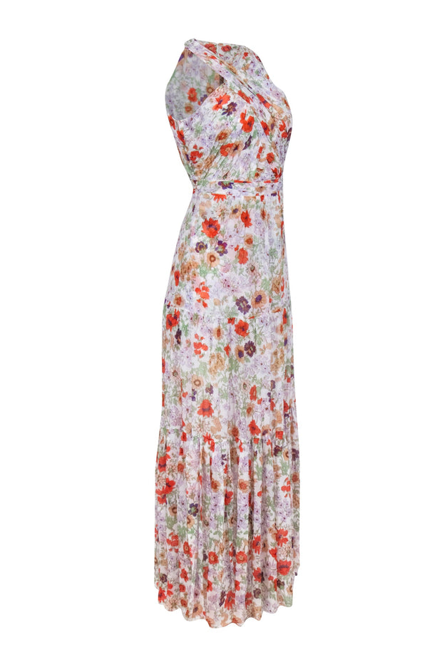 Current Boutique-Veronica Beard - Ivory w/ Multicolor Floral Print Silk Maxi Dress Sz 4