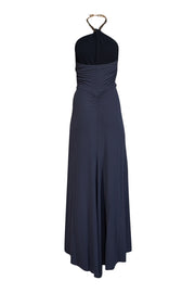 Current Boutique-Veronica Beard - Navy Ruched Dress w/ Chain Link Halter Strap Sz S