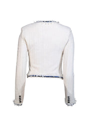 Current Boutique-Veronica Beard - White Textured Knit Jacket w/ Contrast Trim Sz 0