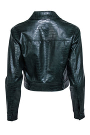 Current Boutique-Veronica Beard - Green Croc Embossed "Hendrix" Faux Leather Jacket Sz 0