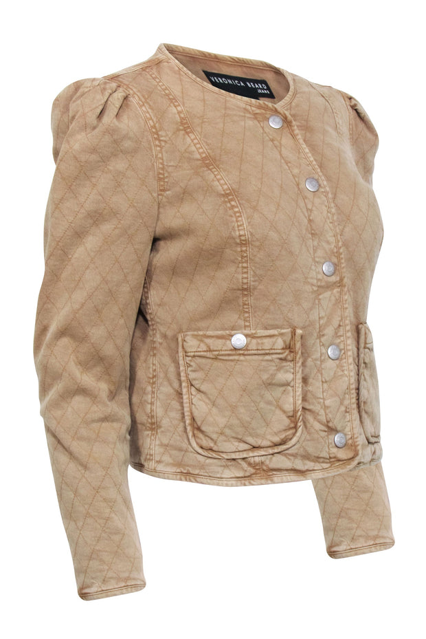 Current Boutique-Veronica Beard - Tan Quilted Snap Button Jacket Sz S