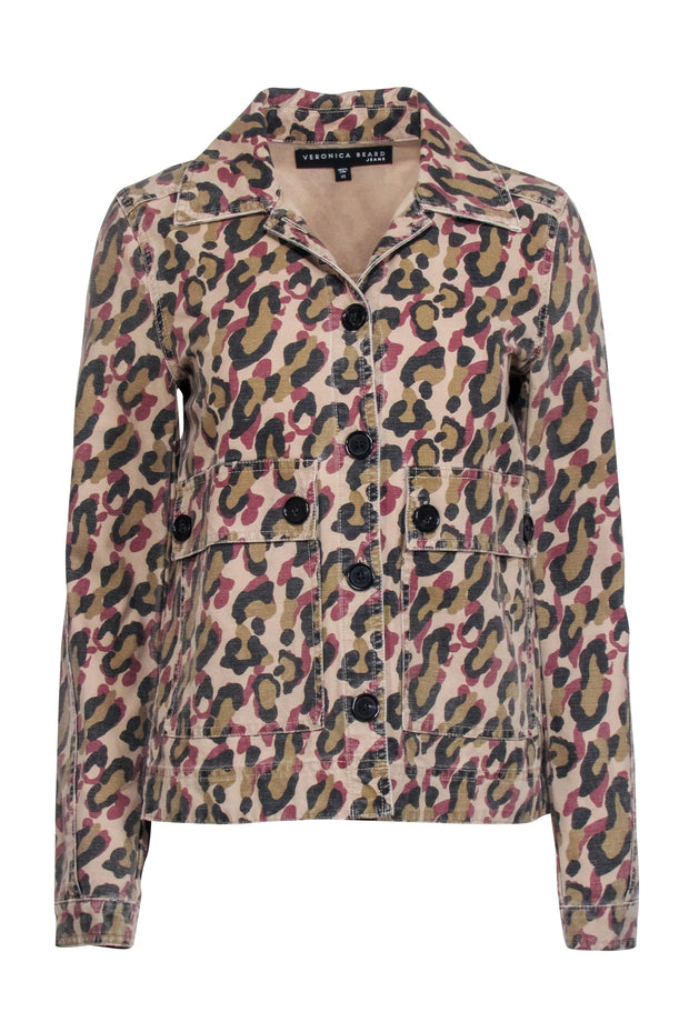Current Boutique-Veronica Beard - Beige Leopard Print Button-Up "Mercer" Jacket Sz XS