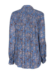 Current Boutique-Veronica Beard - Blue Multicolor Floral Print Smocked Blouse Sz 4