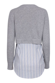 Current Boutique-Veronica Beard - Grey Cashmere "Garrett" Sweater w/ Striped Shirting Sz M