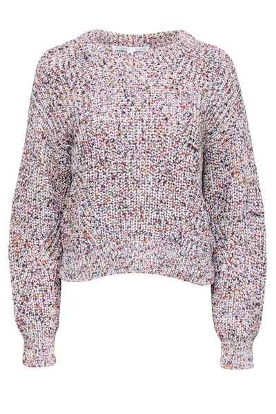 Current Boutique-Veronica Beard - White Multicolor Speckled Knit "Ryce" Sweater Sz L