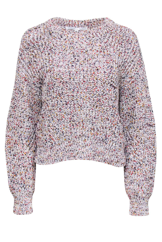 Current Boutique-Veronica Beard - White Multicolor Speckled Knit "Ryce" Sweater Sz L