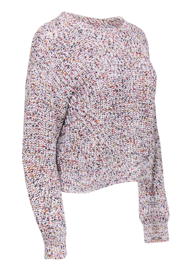 Current Boutique-Veronica Beard - White Multicolor Speckled Knit "Ryce" Sweater Sz L