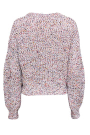 Current Boutique-Veronica Beard - White Multicolor Speckled Knit "Ryce" Sweater Sz L