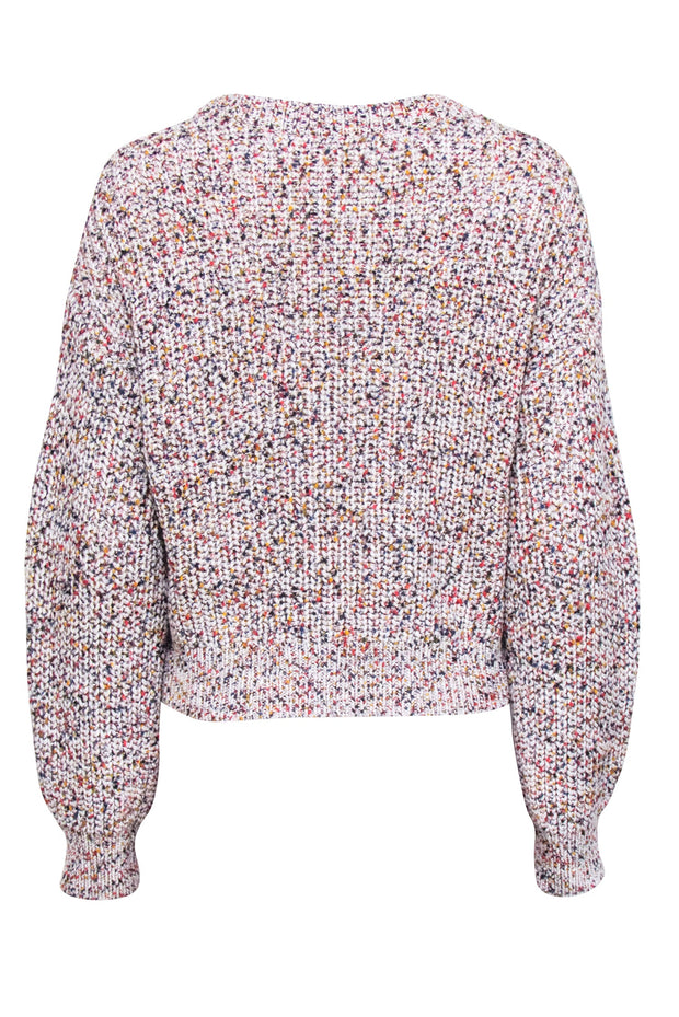 Current Boutique-Veronica Beard - White Multicolor Speckled Knit "Ryce" Sweater Sz L