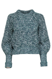 Current Boutique-Veronica Beard - Green & White Chunky Knit "Roopa" Sweater Sz XS