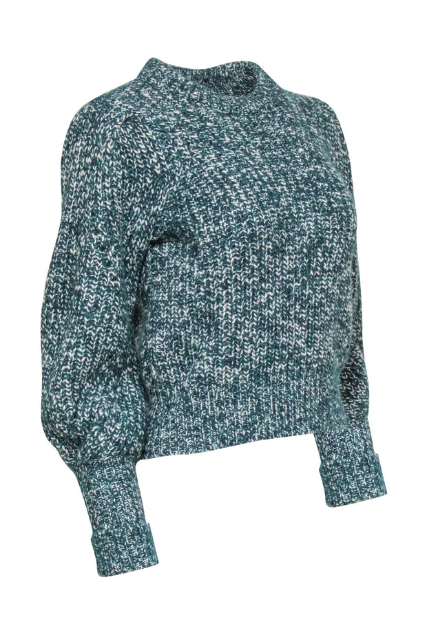 Current Boutique-Veronica Beard - Green & White Chunky Knit "Roopa" Sweater Sz XS
