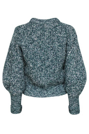 Current Boutique-Veronica Beard - Green & White Chunky Knit "Roopa" Sweater Sz XS