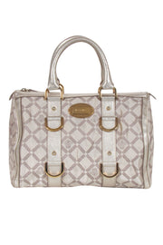 Current Boutique-Versace - Gold & Beige Logo Print Handbag