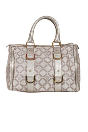 Current Boutique-Versace - Gold & Beige Logo Print Handbag