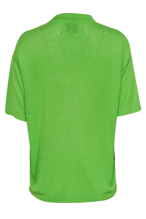 Current Boutique-Versace Jeans Couture - Green Knit Button Front Top Sz M