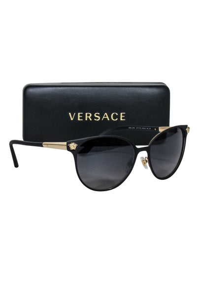 Current Boutique-Versace - Black Matte Rounded Sunglasses