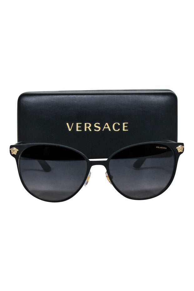 Current Boutique-Versace - Black Matte Rounded Sunglasses