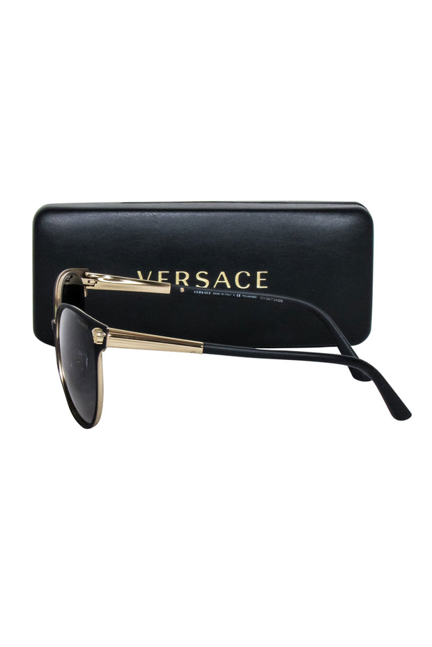 Current Boutique-Versace - Black Matte Rounded Sunglasses
