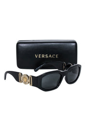 Current Boutique-Versace - Black Rectangular Sunglasses w/ Gold Logo Head Sides