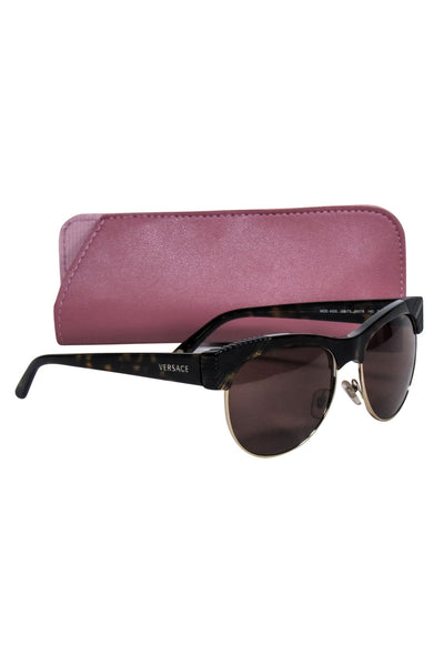 Current Boutique-Versace - Brown Tortoise Upper Frame Sunglasses