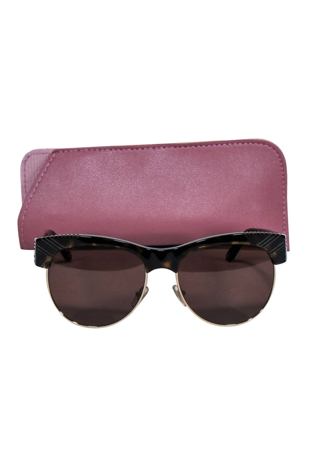 Current Boutique-Versace - Brown Tortoise Upper Frame Sunglasses