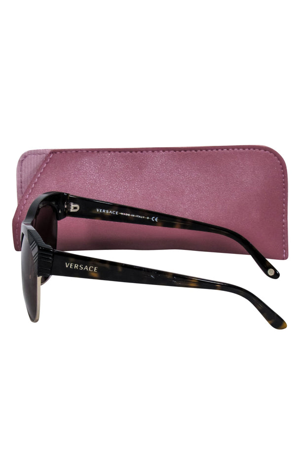 Current Boutique-Versace - Brown Tortoise Upper Frame Sunglasses