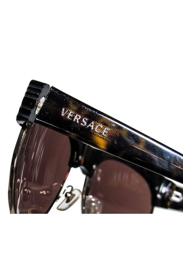 Current Boutique-Versace - Brown Tortoise Upper Frame Sunglasses