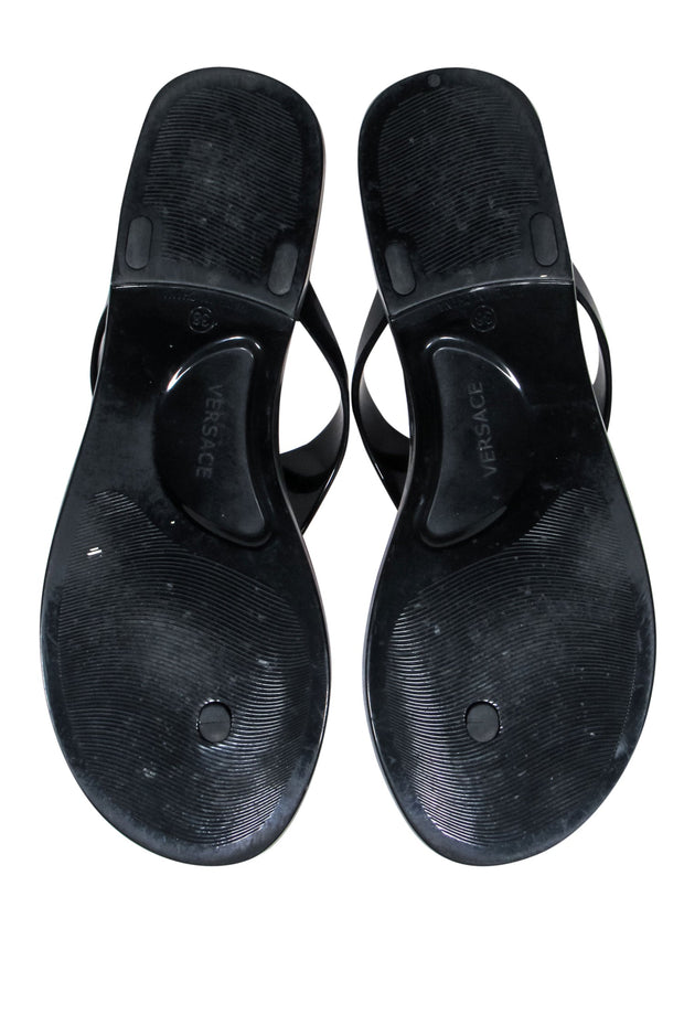 Current Boutique-Versace - Black "Gomma" Pool Slides Sz 8