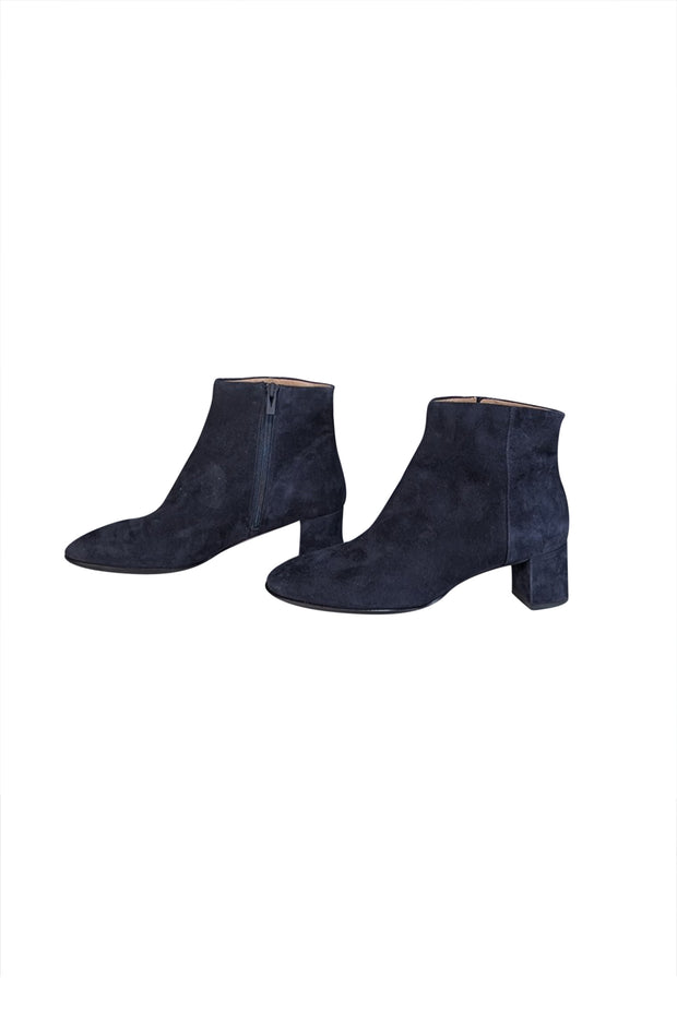 Current Boutique-Via Spiga - Navy Suede Short Ankle Boots Sz 9