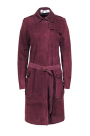 Current Boutique-Victoria Beckham - Maroon Suede Long Jacket Sz 8