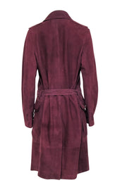 Current Boutique-Victoria Beckham - Maroon Suede Long Jacket Sz 8