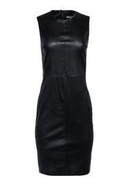 Current Boutique-Vince - Black Sleeveless Leather Sheath Dress Sz 6