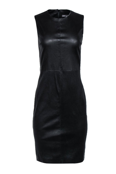 Current Boutique-Vince - Black Sleeveless Leather Sheath Dress Sz 6