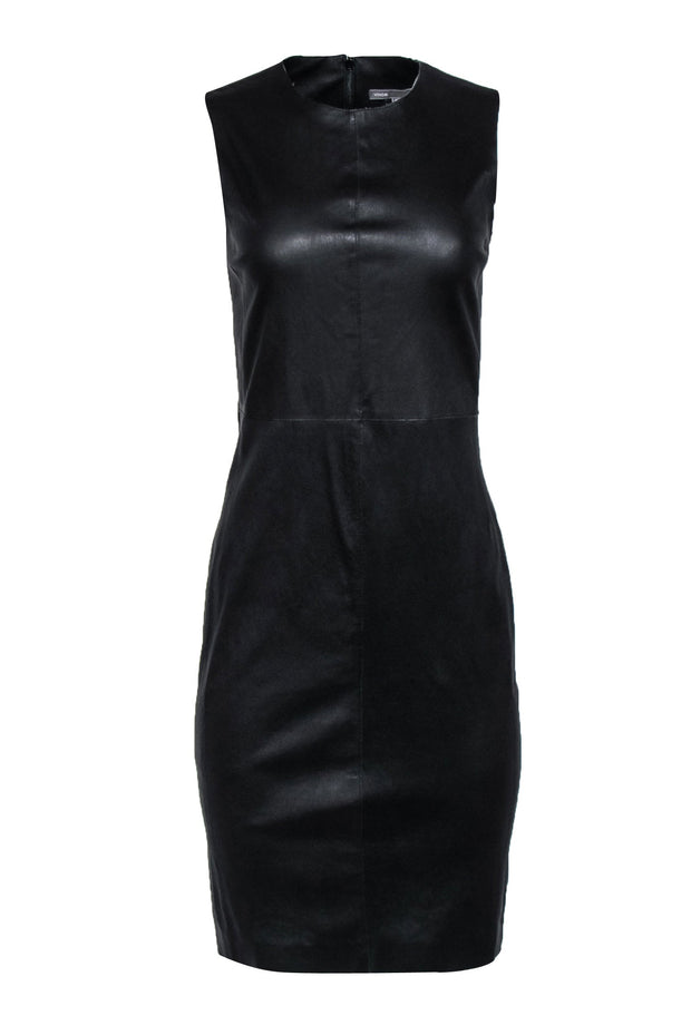 Current Boutique-Vince - Black Sleeveless Leather Sheath Dress Sz 6