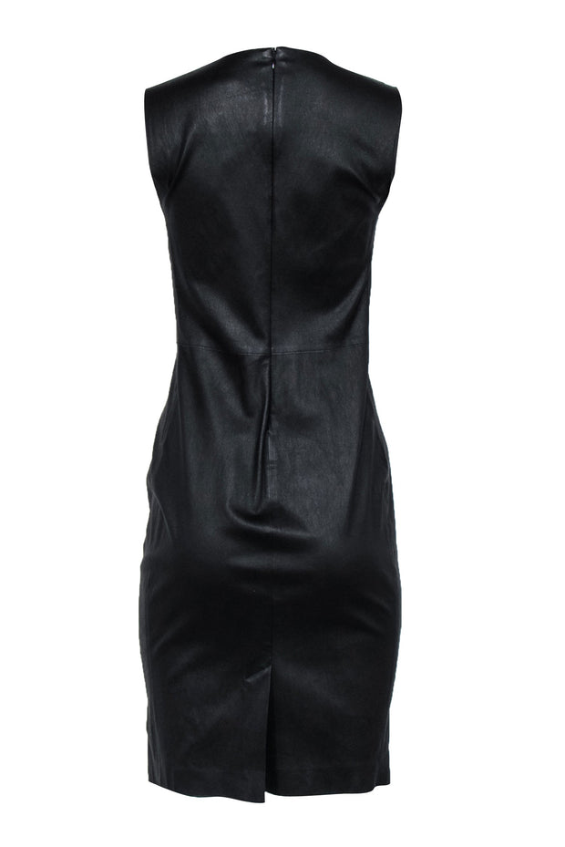 Current Boutique-Vince - Black Sleeveless Leather Sheath Dress Sz 6