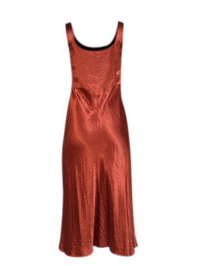 Current Boutique-Vince - Rust Red Satin Midi Slip Dress Sz 4