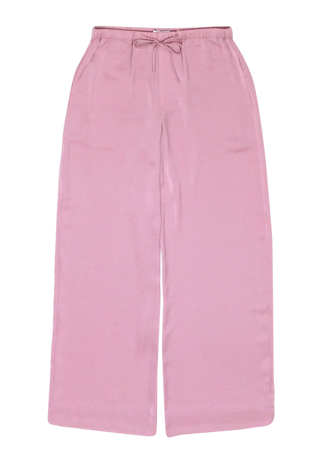 Current Boutique-Vince - Light Mauve Satin Wide-Leg Drawstring Pants Sz M