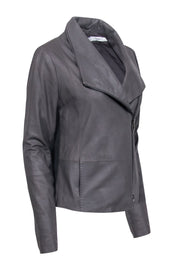 Current Boutique-Vince - Grey Goat Leather Moto Zip Jacket Sz L