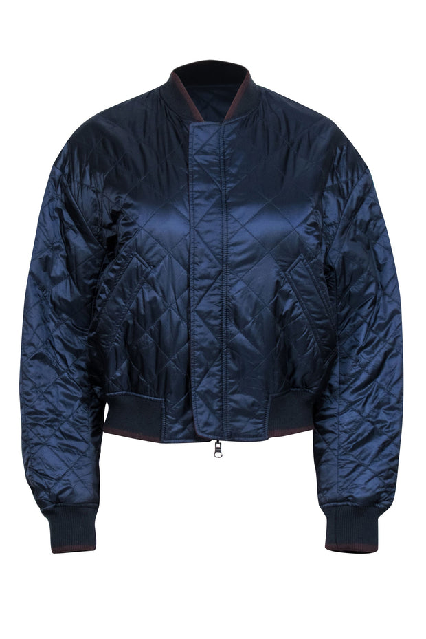 Current Boutique-Vince - Maroon & Navy Reversible Bomber Jacket Sz M
