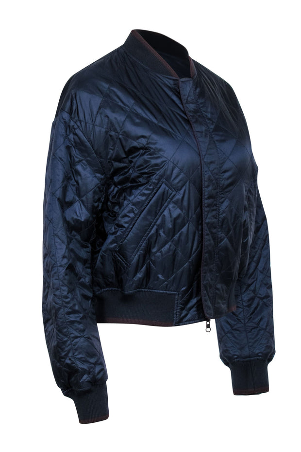 Current Boutique-Vince - Maroon & Navy Reversible Bomber Jacket Sz M