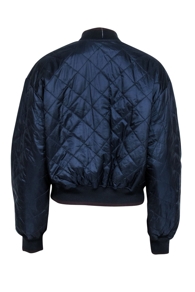 Current Boutique-Vince - Maroon & Navy Reversible Bomber Jacket Sz M