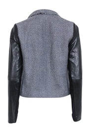 Current Boutique-Vince - Grey Wool Asymmetric Jacket w/ Leather Sleeves Sz S