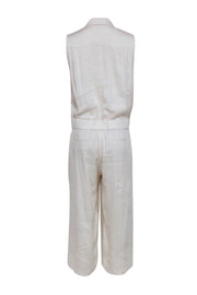 Current Boutique-Vince - Beige Linen Blend Sleeveless Button Front Jumpsuit Sz 10