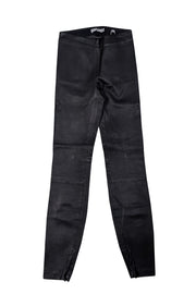 Vince - Black Lamb Leather Seamed Leggings Sz XS - Current Boutique